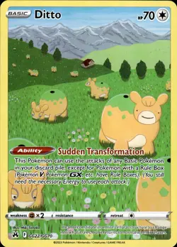 Ditto GG22/GG70 Crown Zenith Galarian Gallery Ultra Rare NM Pokemon TCG - Image 1