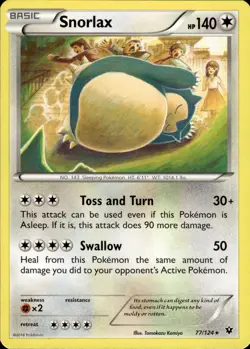Snorlax 77/124 Rare Regular XY Fates Collide Tomokazu Komiya Pokemon TCG NM - Image 1