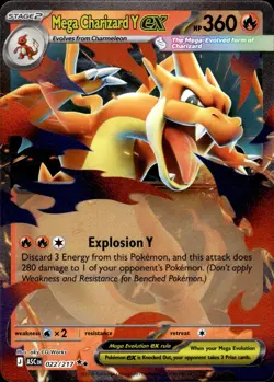 Mega Charizard Y ex 022/217 Ascended Heroes Double Rare NM Pokemon TCG - Image 1