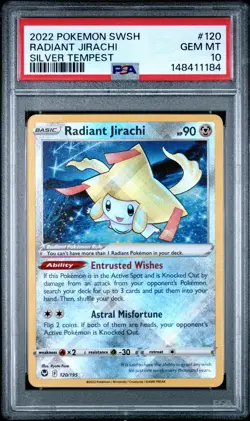 2022 POKEMON SWORD & SHIELD SILVER TEMPEST #120 RADIANT JIRACHI PSA 10 - Image 1