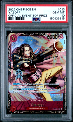 2025 ONE PIECE YASOPP OFFICIAL EVENT TOP PRIZE PROMOS #013 PSA 10 - Image 1