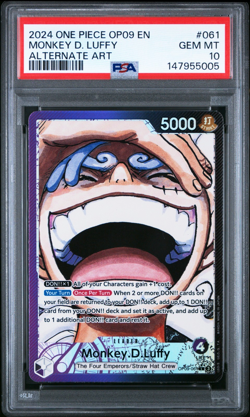 2024 ONE PIECE MONKEY D. LUFFY ALT ART EMPERORS IN THE NEW WORLD #061 PSA 10 - Image 1