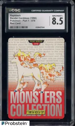 1996 VINTAGE Pokemon Bandai Carddass Red Card Rapidash CGC 8.5 NM-MT+ - Image 1