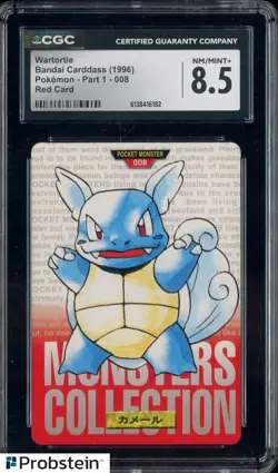 1996 VINTAGE Pokemon Bandai Carddass Red Card Wartortle CGC 8.5 NM-MT+ - Image 1