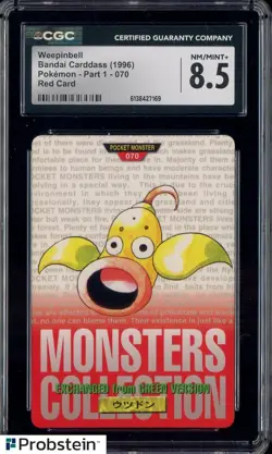 1996 VINTAGE Pokemon Bandai Carddass Red Card Weepinbell CGC 8.5 NM-MT+ - Image 1