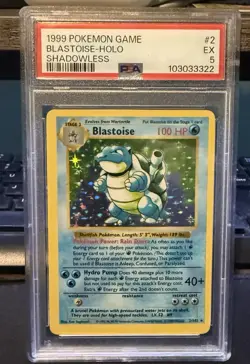 PSA 5 Shadowless Blastoise Holo 2/102 Base Set 1999 Pokemon Card EX WOTC - Image 1