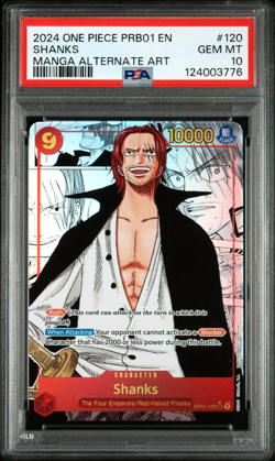 2024 ONE PIECE SHANKS MANGA ALT ART PRB01 ONE PIECE CARD THE BEST- #120 PSA 10 - Image 1