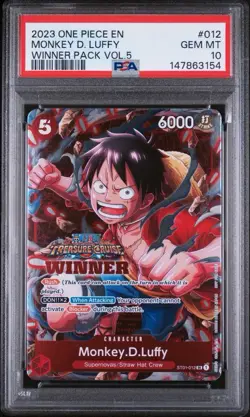 2023 One Piece Monkey D. Luffy Winner Pack Vol.5 012 PSA 10 💎 English Foil Card - Image 1