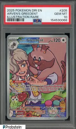 Arven's Greedent #205 Illustration Rare 2025 Destined Rivals Pokemon PSA 10 - Image 1
