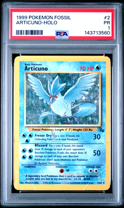 1999 POKEMON ARTICUNO-HOLO FOSSIL #2 PSA 1 - Image 1
