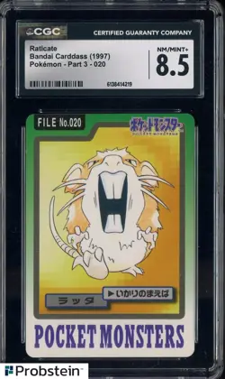 1997 VINTAGE Pokemon Bandai Kids Cards Part 3 Raticate CGC 8.5 NM-MT+ - Image 1