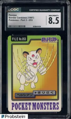 1997 VINTAGE Pokemon Bandai Kids Cards Part 3 Persian CGC 8.5 NM-MT+ - Image 1