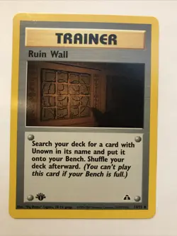 Pokemon Neo Discovery 1st Edition Ruin Wall 74/75 Non Holo Card - Image 1