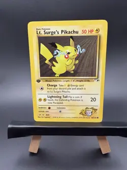 CREASE Lt Surge Pikachu Gym Challenge 1st Edition Pokemon Card MP - Image 1