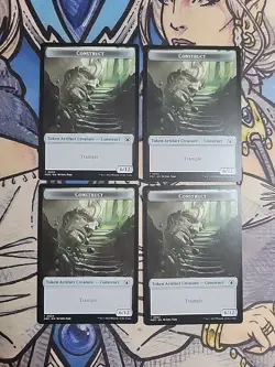 4x Construct (6/12) / Phyrexian Golem Tokens Double-Sided - NM/M MOC MTG Magic - Image 1