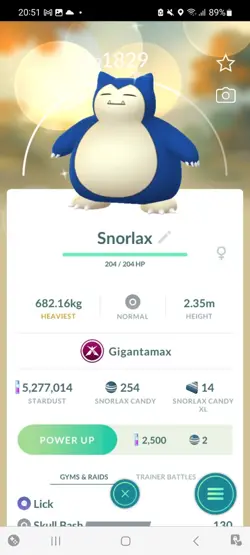 Pokemon Go Shiny Snorlax ( Gigantamax ) - Image 1