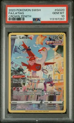 PSA 10 GEM MINT 2023 POKEMON SWORD AND SHIELD CROWN ZENITH #GG20 FA/LATIAS - Image 1
