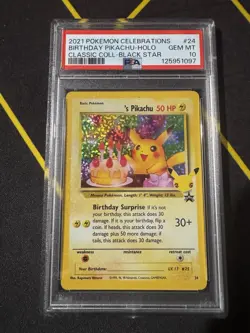 BIRTHDAY PIKACHU HOLO 2021 POKEMON CELEBRATIONS CLASSIC COLLECTION PSA 10 - Image 1