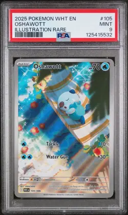 Oshawott 105/086 Illustration Rare - White Flare Pokemon English PSA 9 Mint - Image 1