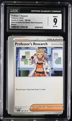 ERROR MISCUT CGC 9 MINT Professor's Research 189/198 Scarlet & Violet Pokemon - Image 1