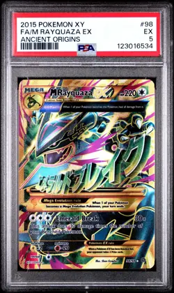 PSA 5 2015 Pokemon XY Ancient Origins Full Art Mega Primal Rayquaza EX 98/98 - Image 1