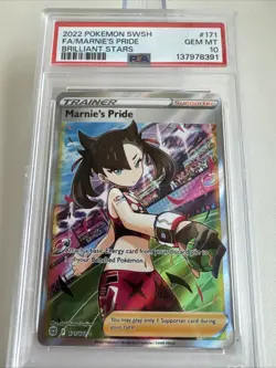 POKEMON MARNIE'S PRIDE FULL ART 171/172 BRILLIANT STARS ULTRA RARE HOLO PSA 10 - Image 2
