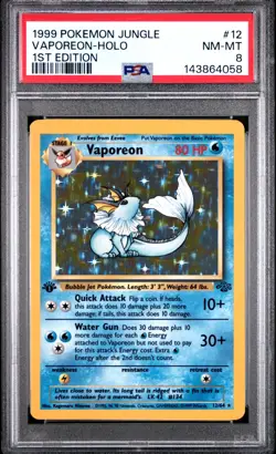 1999 POKEMON VAPOREON-HOLO 1ST EDITION JUNGLE #12 PSA 8 - Image 1