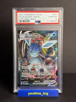 2021 Pokemon Sword & Shield Evolving Skies Fa Glaceon Vmax #041 PSA 10 - Image 1