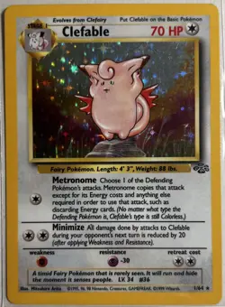 Clefable 1/64 Jungle Holo LP Vintage Pokemon TCG LP + - FAST SHIPPING - Image 1
