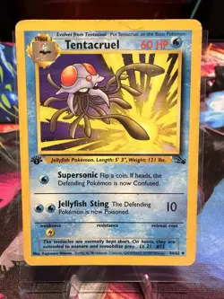 Pokemon Tentacruel 60HP 44/62 Fossil 1st Edition Uncommon Regular Card - Image 1