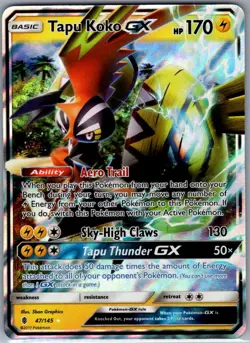 Tapu Koko GX 47/145 SM - Guardians Rising - Pokemon Card - NM - Image 1
