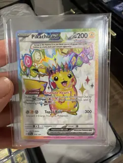 Pokemon TCG Sv08: Surging Sparks Pikachu EX Holo Ultra Rare Card 219/191 NM - Image 1