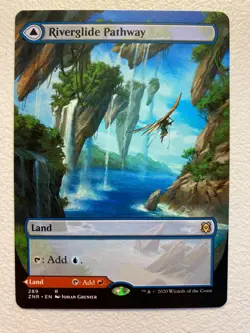 MTG 1x BORDERLESS Riverglide Pathway Lavaglide # 289 Zendikar Rising Magic x1 NM - Image 1