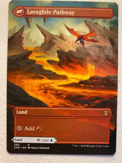 MTG 1x BORDERLESS Riverglide Pathway Lavaglide # 289 Zendikar Rising Magic x1 NM - Image 2