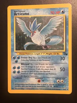 HP Articuno Holo Rare 2/62 1999 Pokemon Fossil Unlimited - Image 1