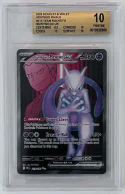 2025 Pokemon S & V Destined Rivals Team Rockets Mewtwo EX UR 213/182 BGS 10 - Image 1