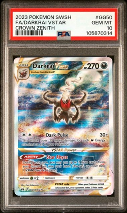 POKEMON DARKRAI VSTAR 2023 SWORD AND SHIELD CROWN ZENITH #GG50 FA PSA 10 - Image 1