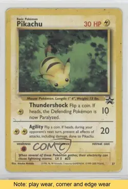 Pikachu (The Power of One) Pokemon WOTC Black Star Promo #27 1999 READ - Image 1
