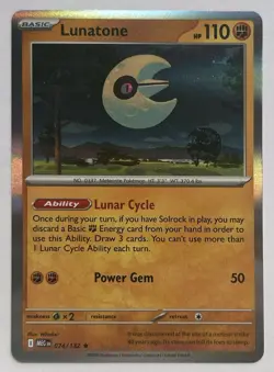 Lunatone 074/132 Rare Mega Evolution Pokemon Holo Lightly Played - Image 1
