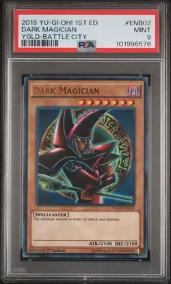 Yu-Gi-Oh! Dark Magician Ultra Rare 1st Edition 2015 YGLD-ENB02 PSA 9 MINT - Image 1