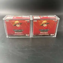 Lot (2) One Piece OP-13 Carrying On His Will Booster Box Sealed EN w/ Acrylic - Image 1