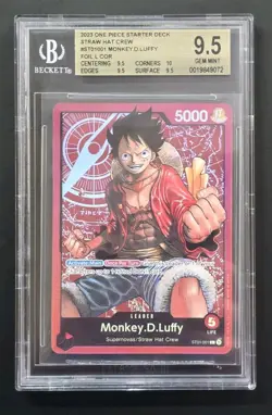 One Piece English Monkey.D.Luffy ST01-001 Leader Foil Beckett 9.5 Gold Label - Image 1