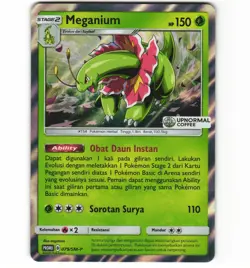Indonesian Pokemon Meganium 079/SM-P Upnormal Coffee Promo Holo LP Card - Image 1