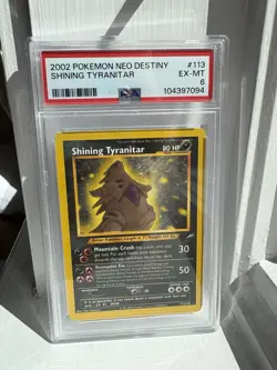 Pokemon TCG Shining Tyranitar Neo Destiny Shiny Holo Card 113/105 PSA 6 - Image 1