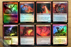 Set of 8 FOIL Uncommon Flying Red Dragons *NM* (Magic Commander EDH MTG English) - Image 1