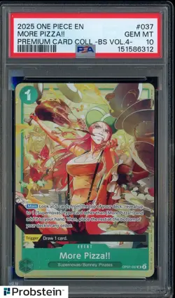 2025 One Piece EN PCC Best Selection Vol.4 #037 More Pizza!! PSA 10 GEM MINT - Image 1