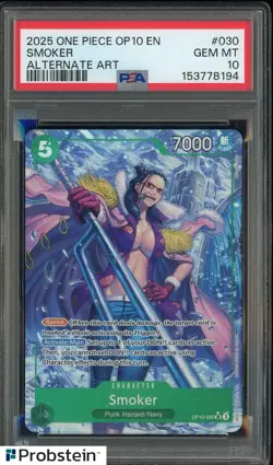 2025 One Piece OP10 EN Alternate Art #030 Smoker PSA 10 GEM MINT - Image 1