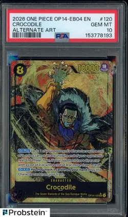 2026 One Piece OP14-EB04 EN Alternate Art #120 Crocodile PSA 10 GEM MINT - Image 1