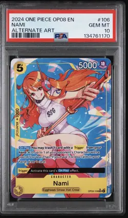 Nami OP08-106 SR Alt Art Two Legends OP-08 ONE PIECE English PSA 10 - Image 1