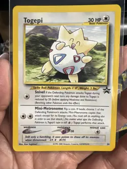 Vintage - WOTC Pokemon Card Togepi #30 Black Star Promo - Mint Condition! - Image 2